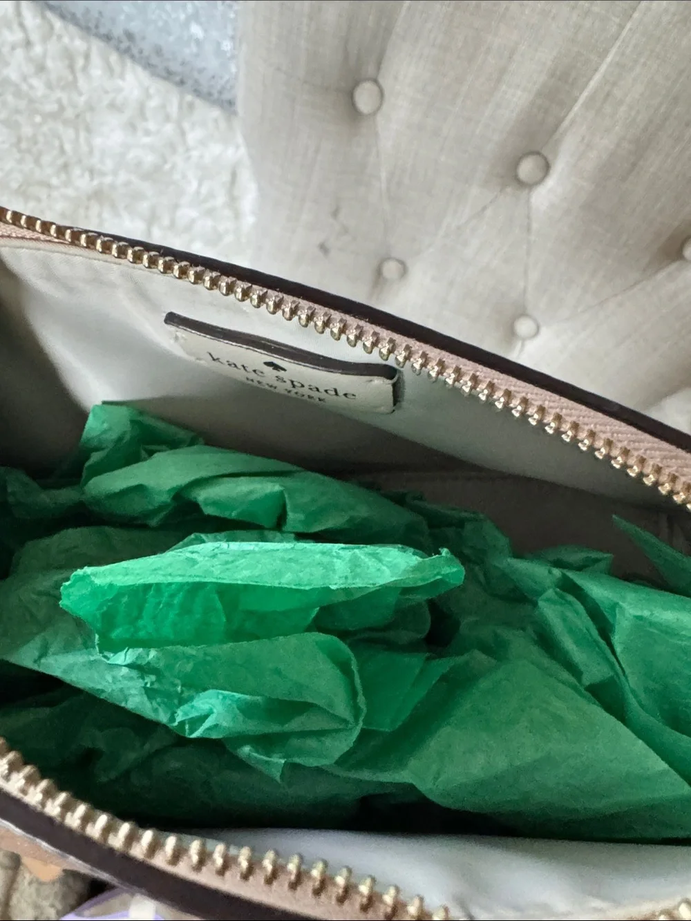 kate spade Rose Gold Glitter Satchel with Matching Wristlet